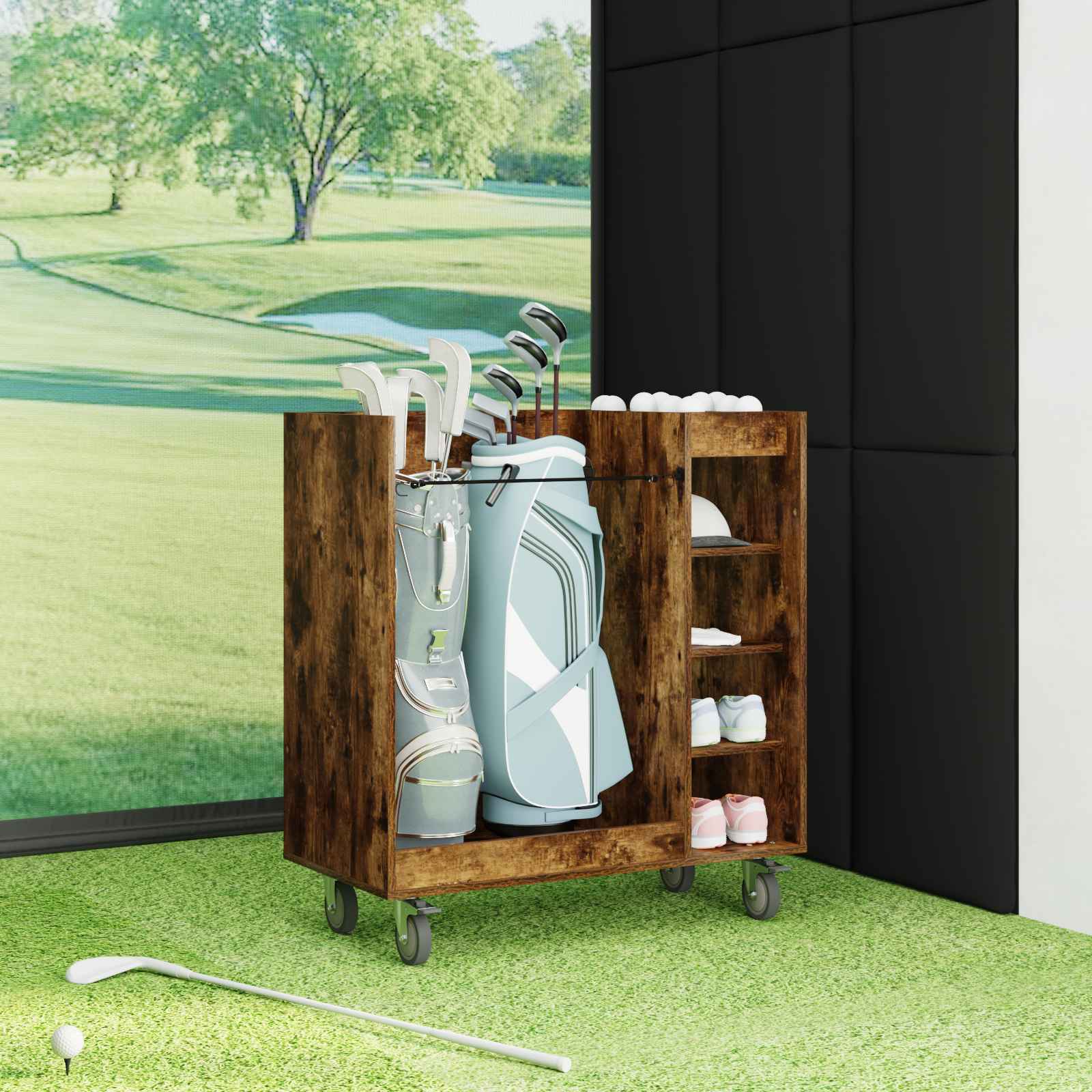 Golf Schrank Mit Rad Uni Weiß 65 x 45 x 98 cm
