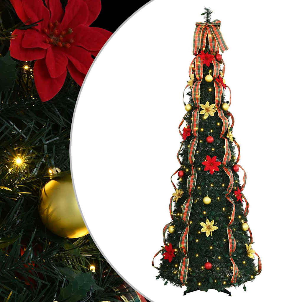 Künstlicher Weihnachtsbaum mit 50 LEDs Grün 125 cm PVC