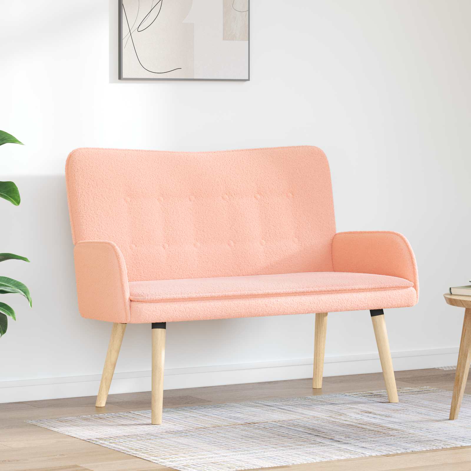 2-Sitzer Sofa Hellgrau 115 x 61 x 87 cm Bouclé