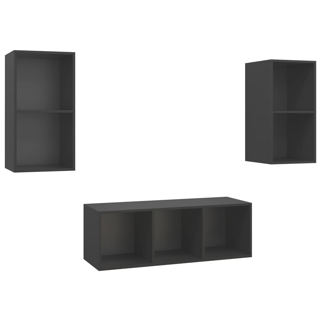 3-tlg. TV-Schrank-Set Weiß Holzwerkstoff