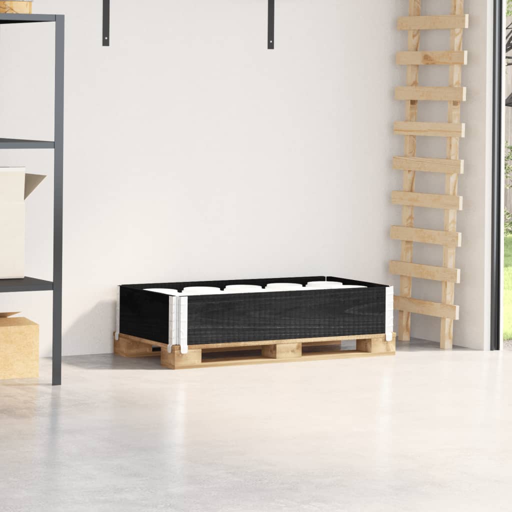 Paletten-Aufsatzrahmen Schwarz 80x60 cm Massivholz Kiefer