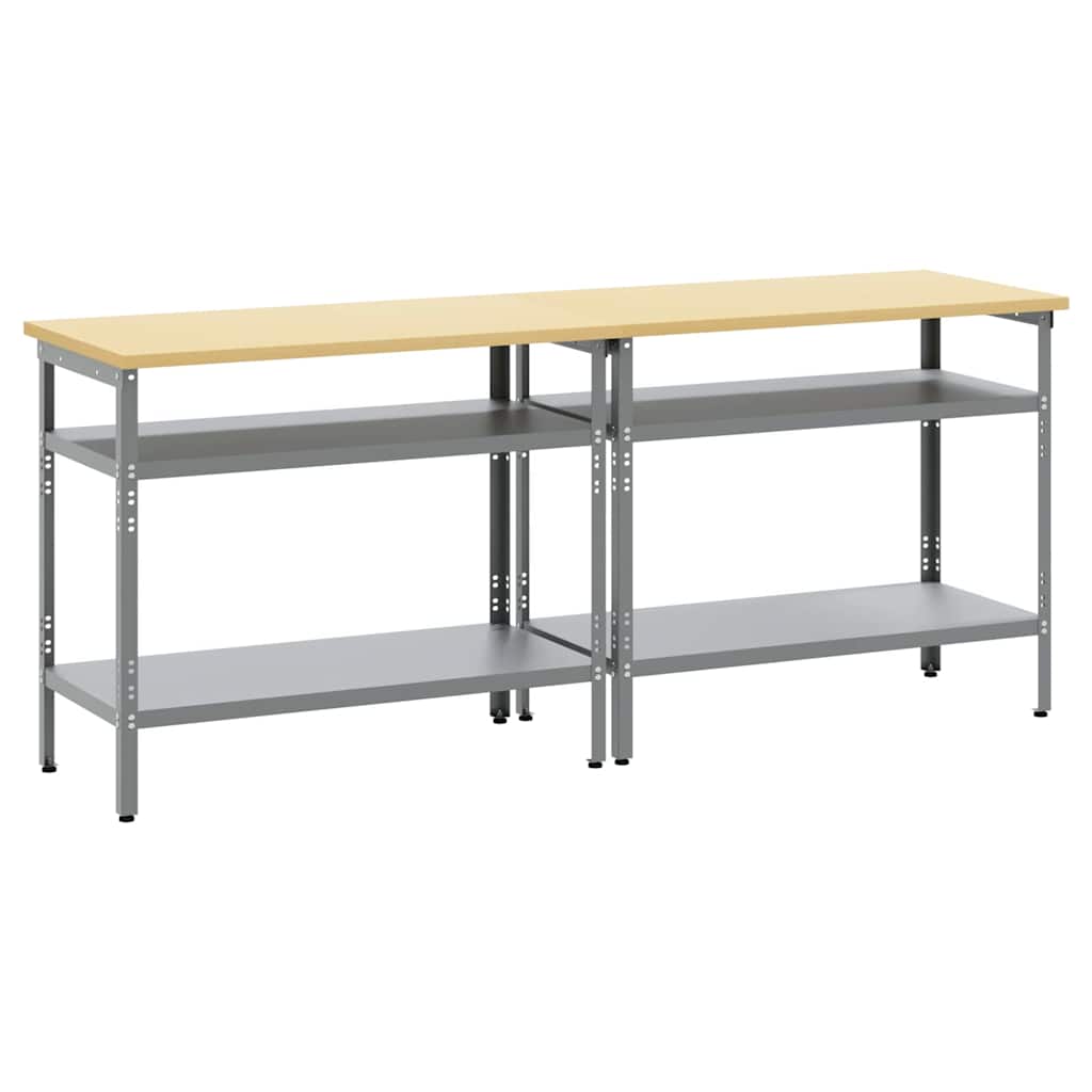 Werkbank-Set mit Schubladen 2 pcs Rot und Grau 200 x 55 x 85 cm
