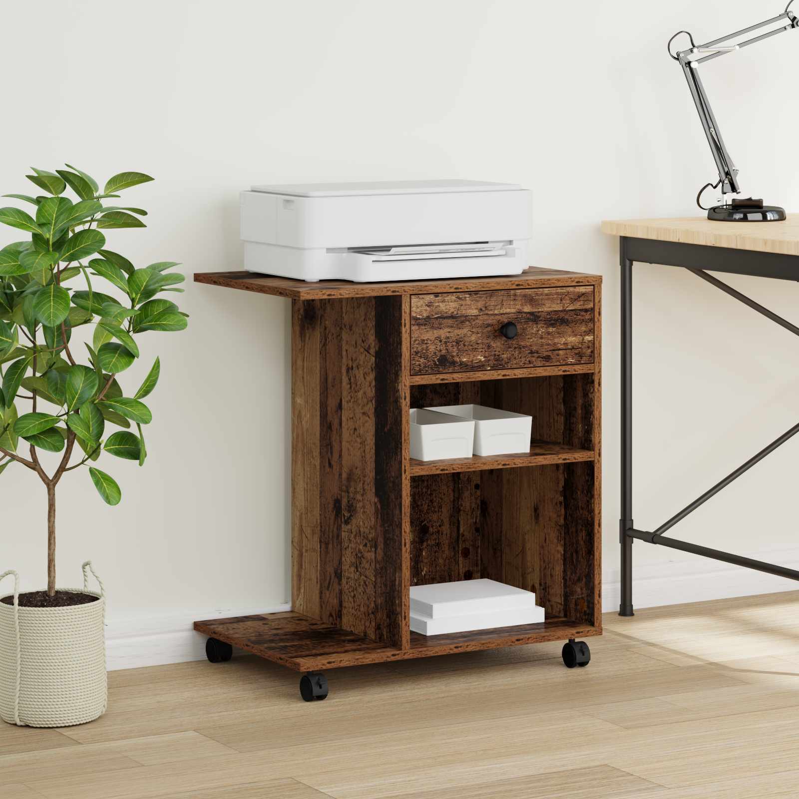 Druckerständer Uni Altholz 60 x 40 x 68.5 cm Holzwerkstoff