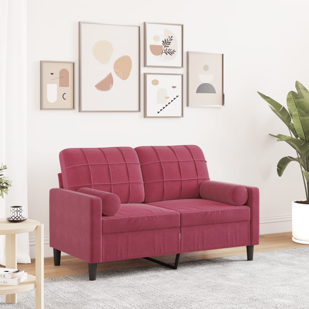 2-Sitzer-Sofa mit Zierkissen Hellgrau 120 cm Samt