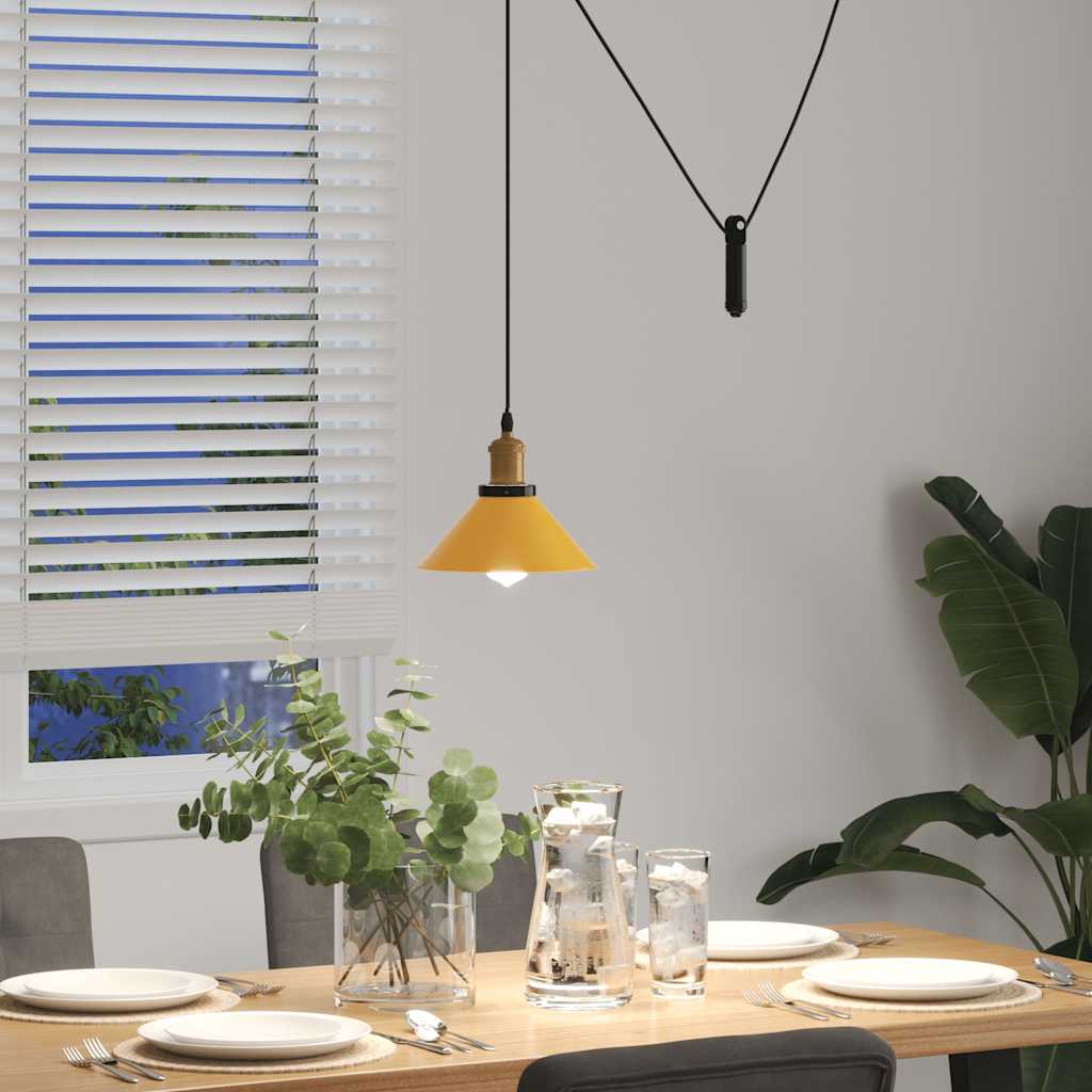 Pendelleuchte Höhenverstellbar E27 Schwarz Glänzend Ø 22 cm