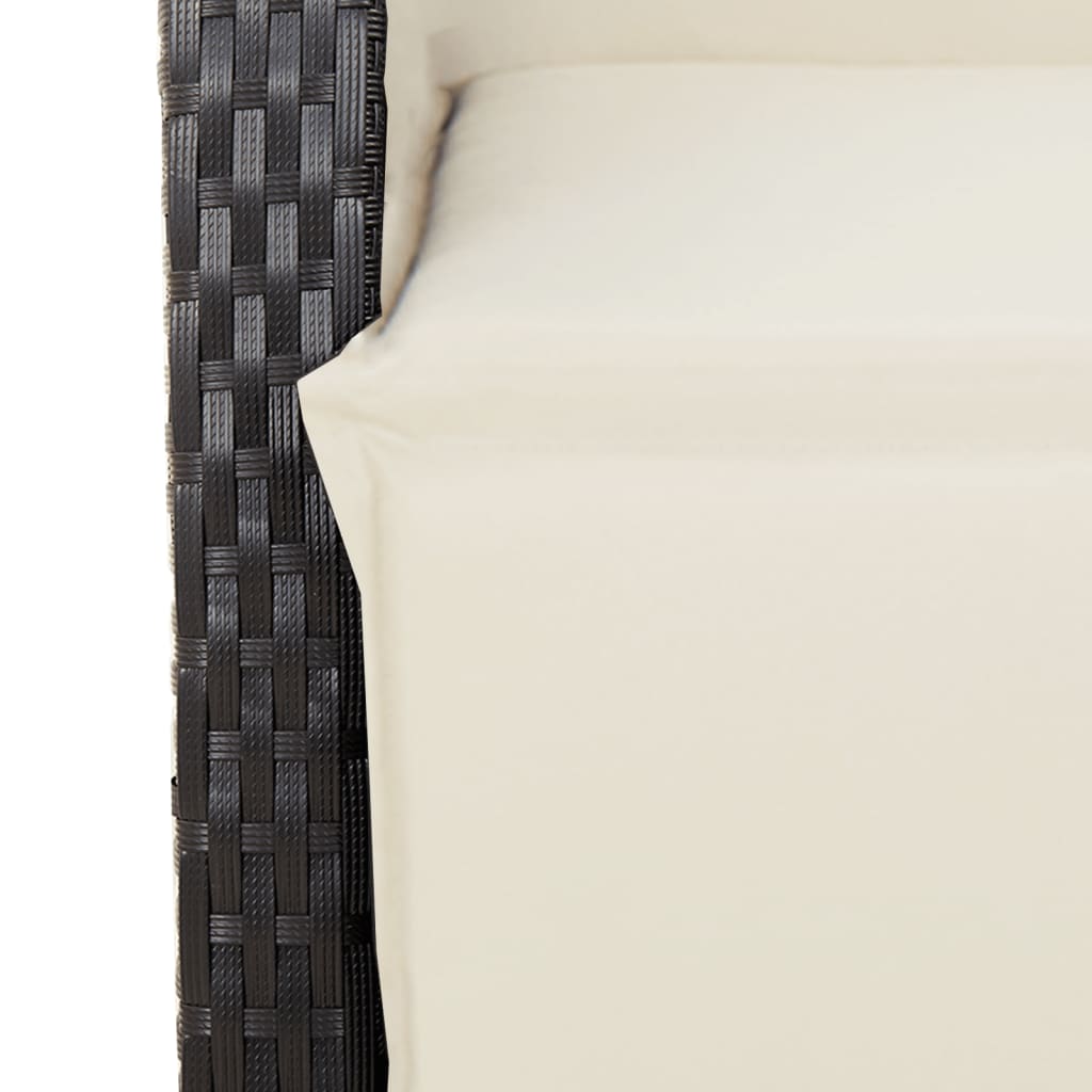 Gartensessel Verstellbar mit Kissen Schwarz Poly Rattan