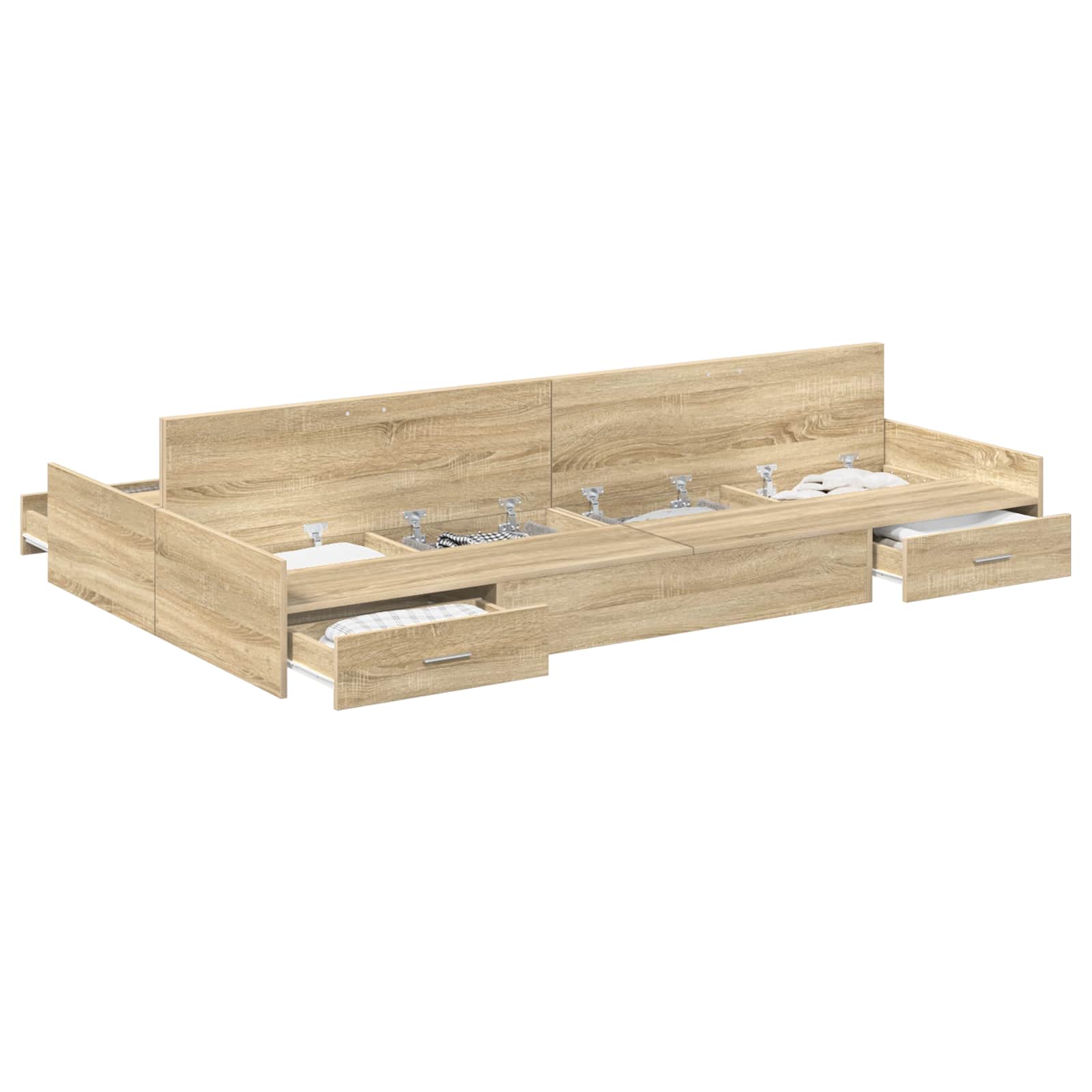 Aufbewahrungsbettgestell Weiß 200 x 200 cm Holzwerkstoff
