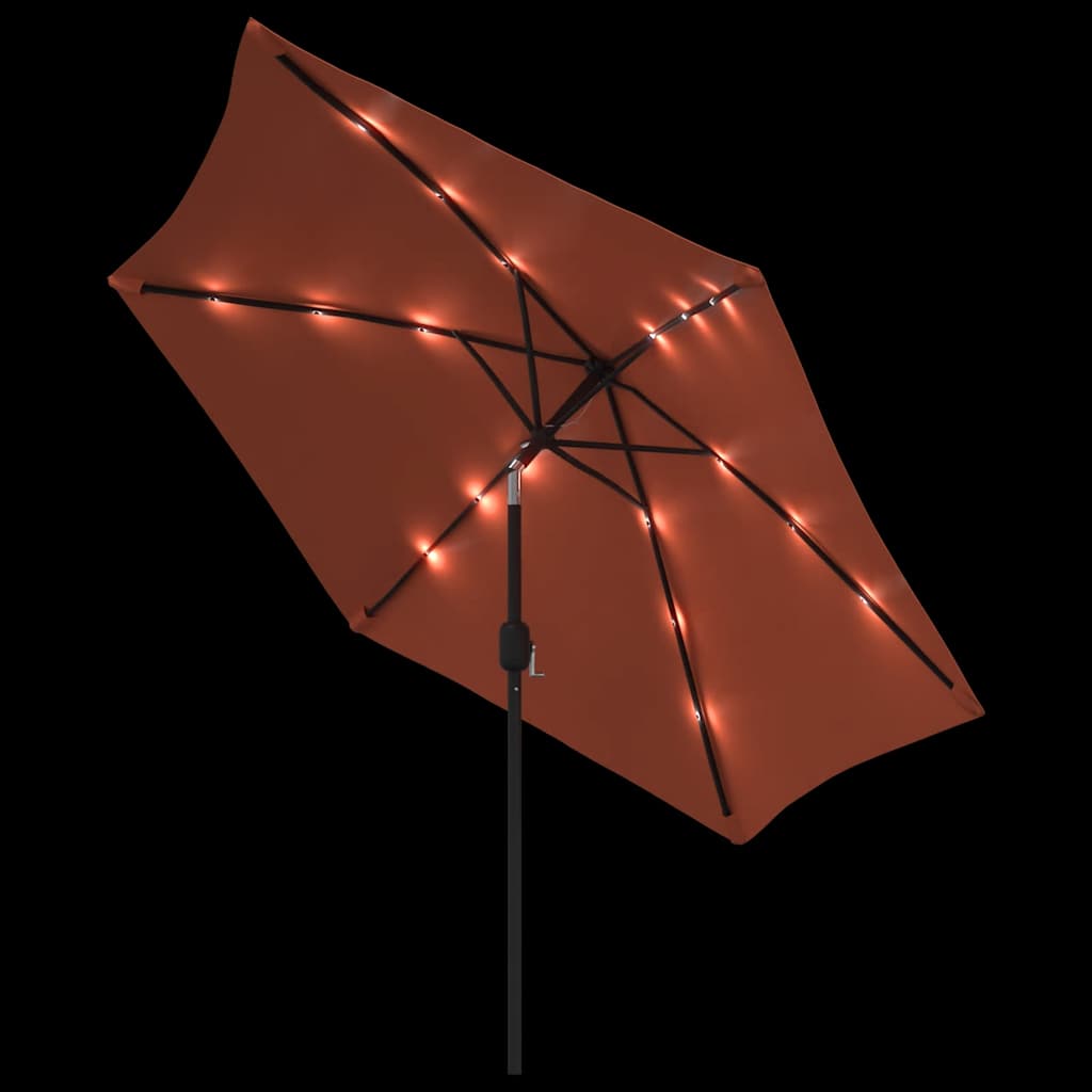 Sonnenschirm mit LED-Beleuchtung Stahl-Mast 300 cm Bordeauxrot