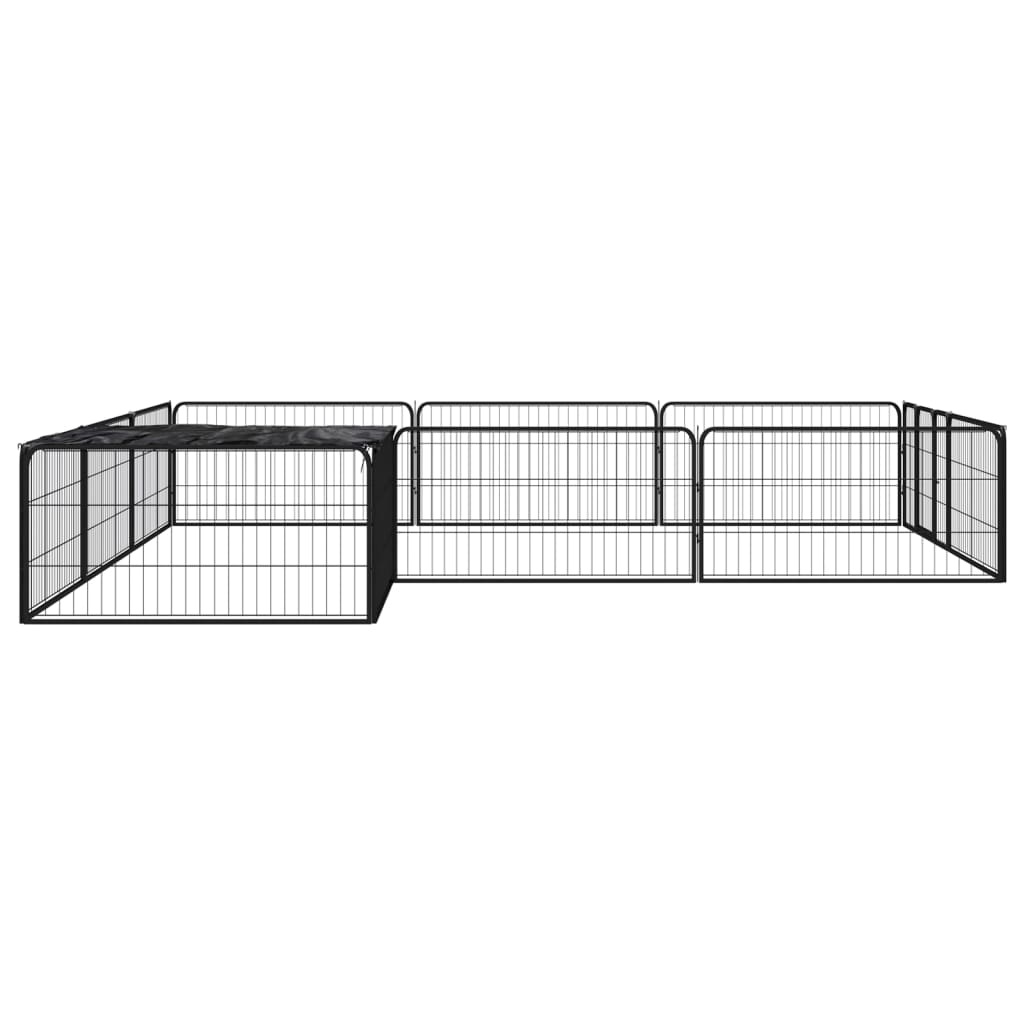 4-tlg. Hundelaufstall Schwarz 100x50cm Stahl Pulverbeschichtung