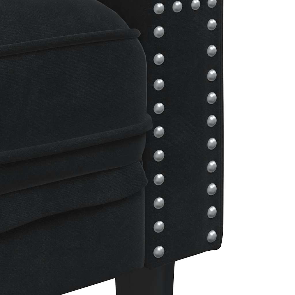 3-tlg. Chesterfield-Sofa-Set mit Nackenrollen Hellgrau Samt