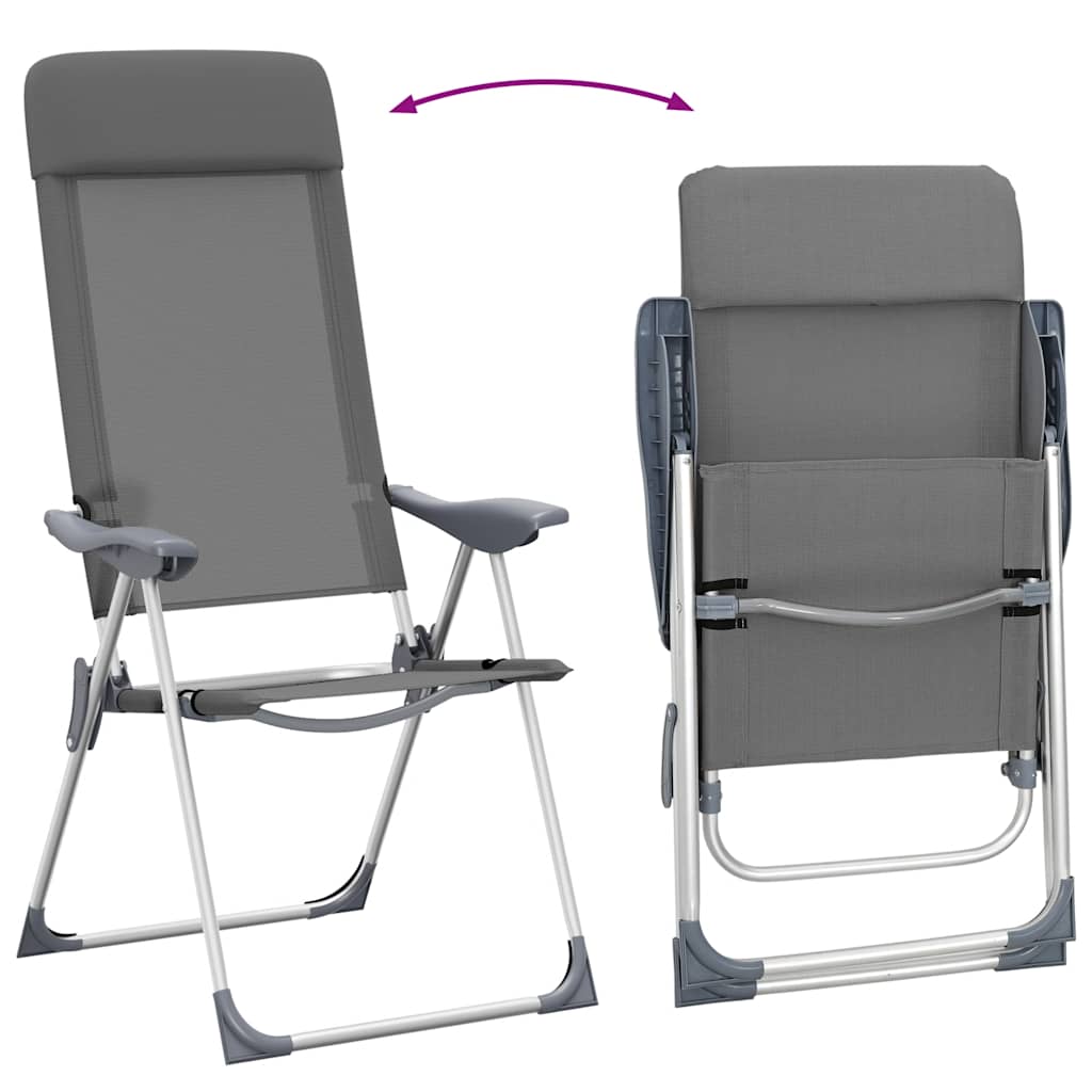 Klappbare Campingstühle 2 Stk. Grau Aluminium