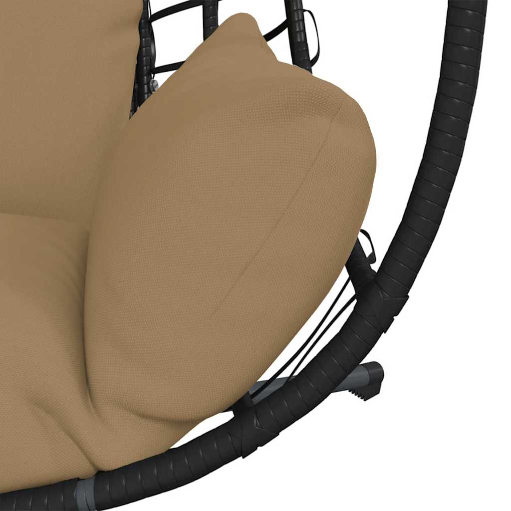 Hängesessel Ei-Design mit Ständer Anthrazit Rattan und Stahl