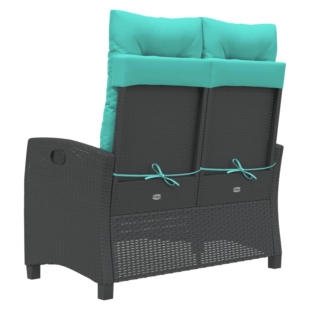 Gartenbank Verstellbar mit Kissen Braun Poly Rattan