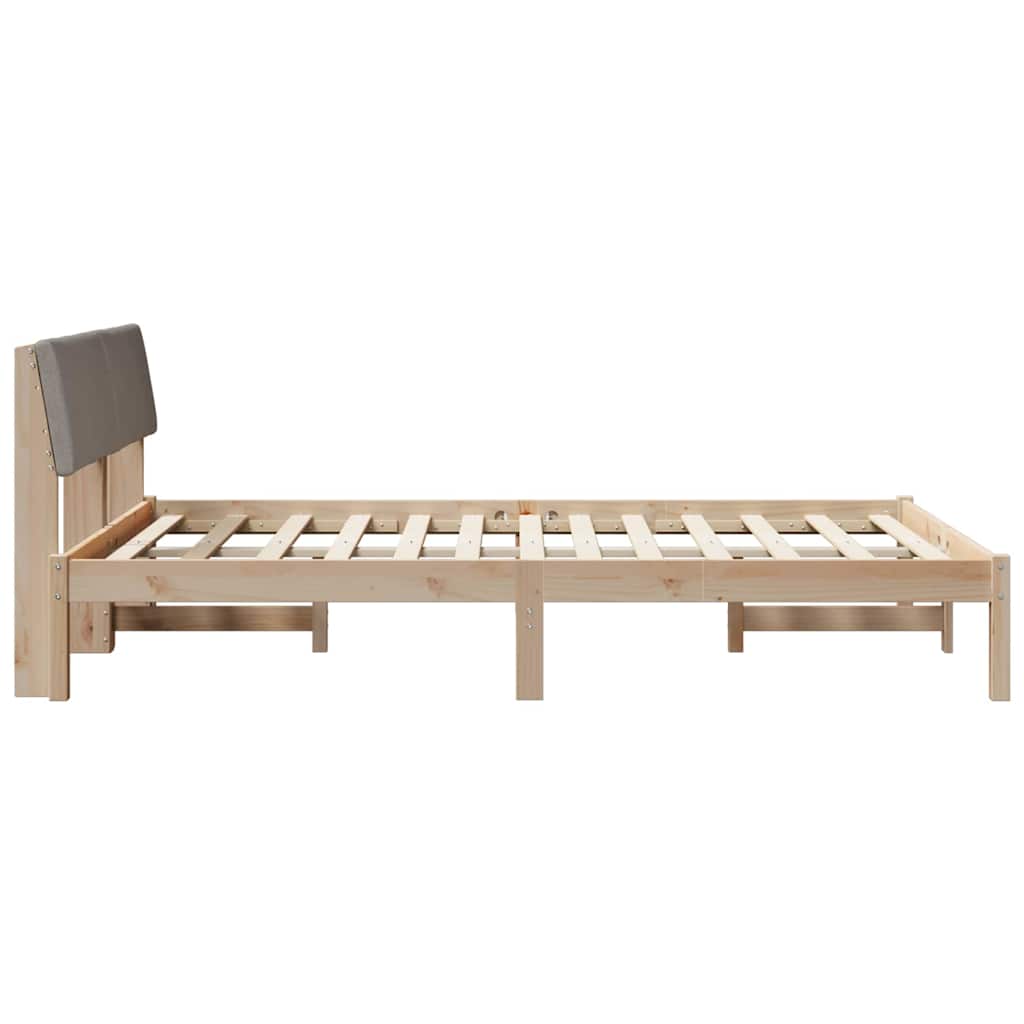 Bettgestell Braun und hellgrau 200 x 200 cm Massivholz Kiefer