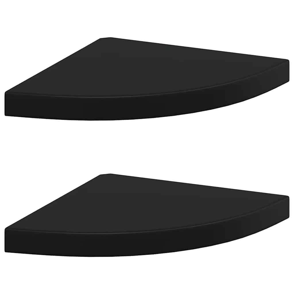 Schwebende Eckregale 2 Stk. Hochglanz-Weiß 25x25x3,8 cm MDF