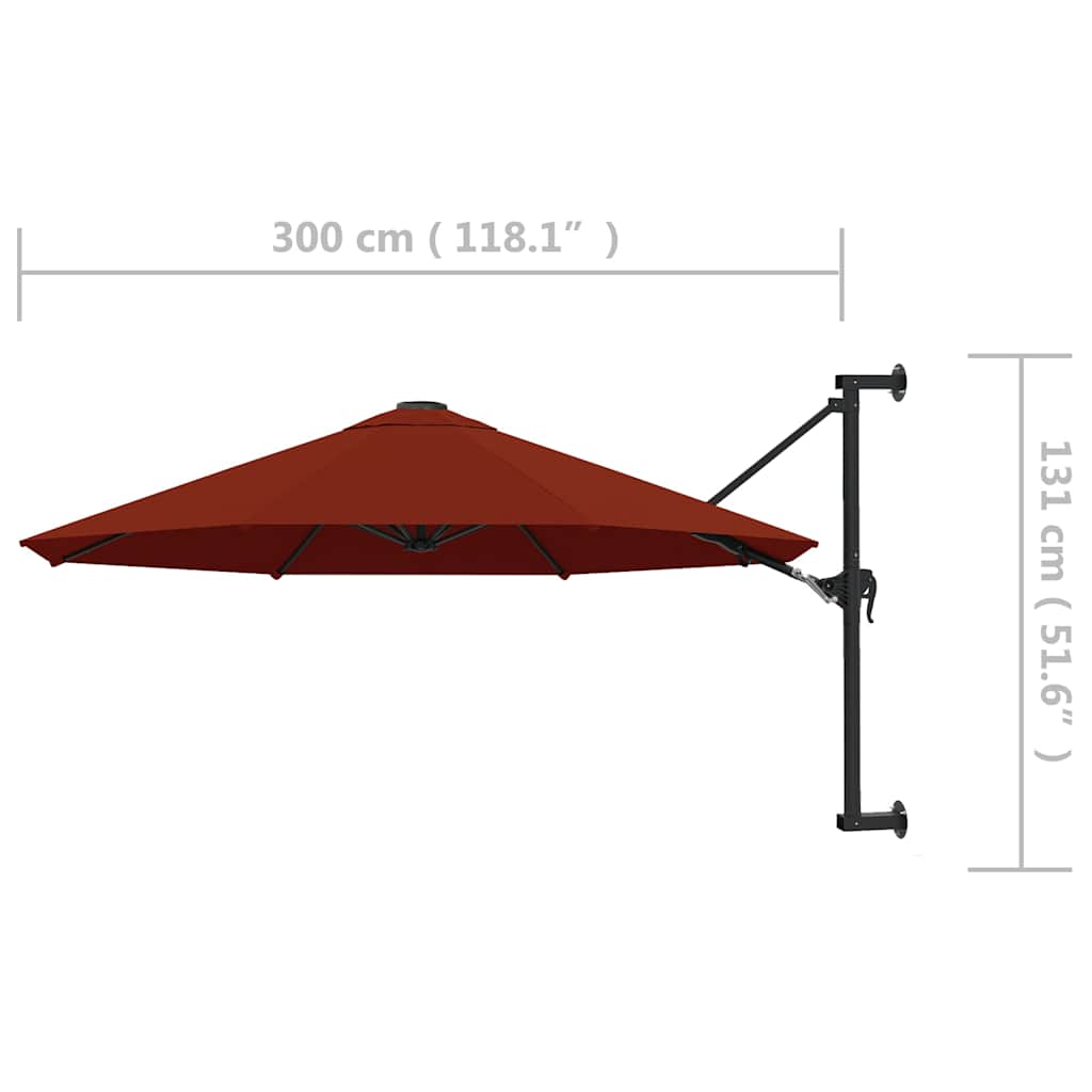 Sonnenschirm zur Wandmontage mit Metall-Mast 300 cm Sandweiß