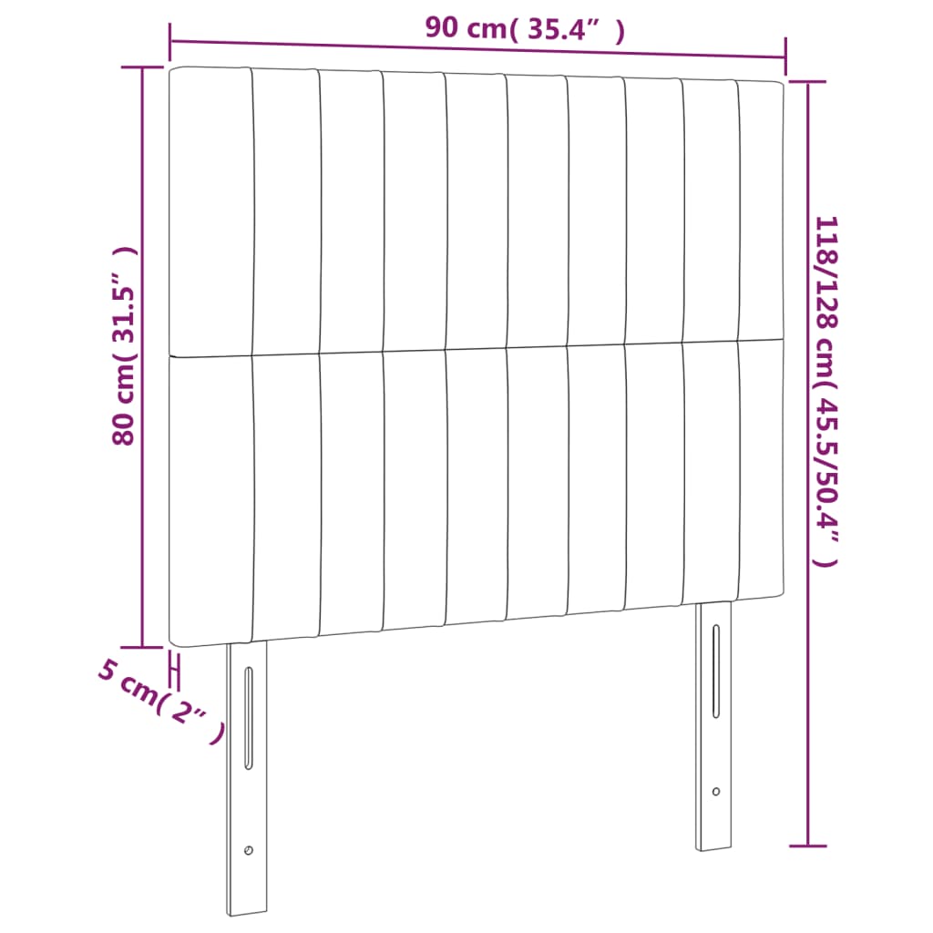 Kopfteil Hellgrau 80x5x118/128 cm Samt