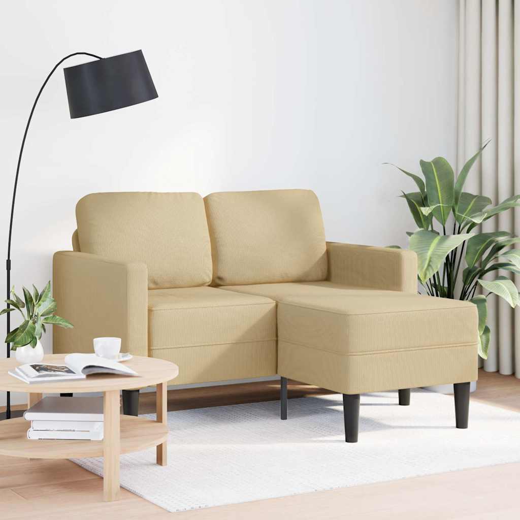2-Sitzer-Sofa mit Chaiselongue L-Form Hellgrau 125 cm Leinen