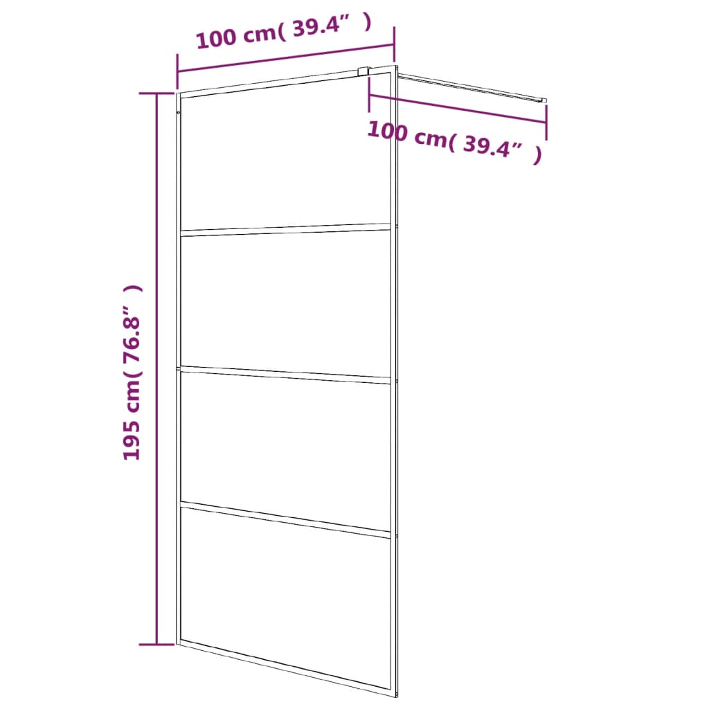 Duschwand für Begehbare Dusche mit Klarem ESG Glas 80x195 cm