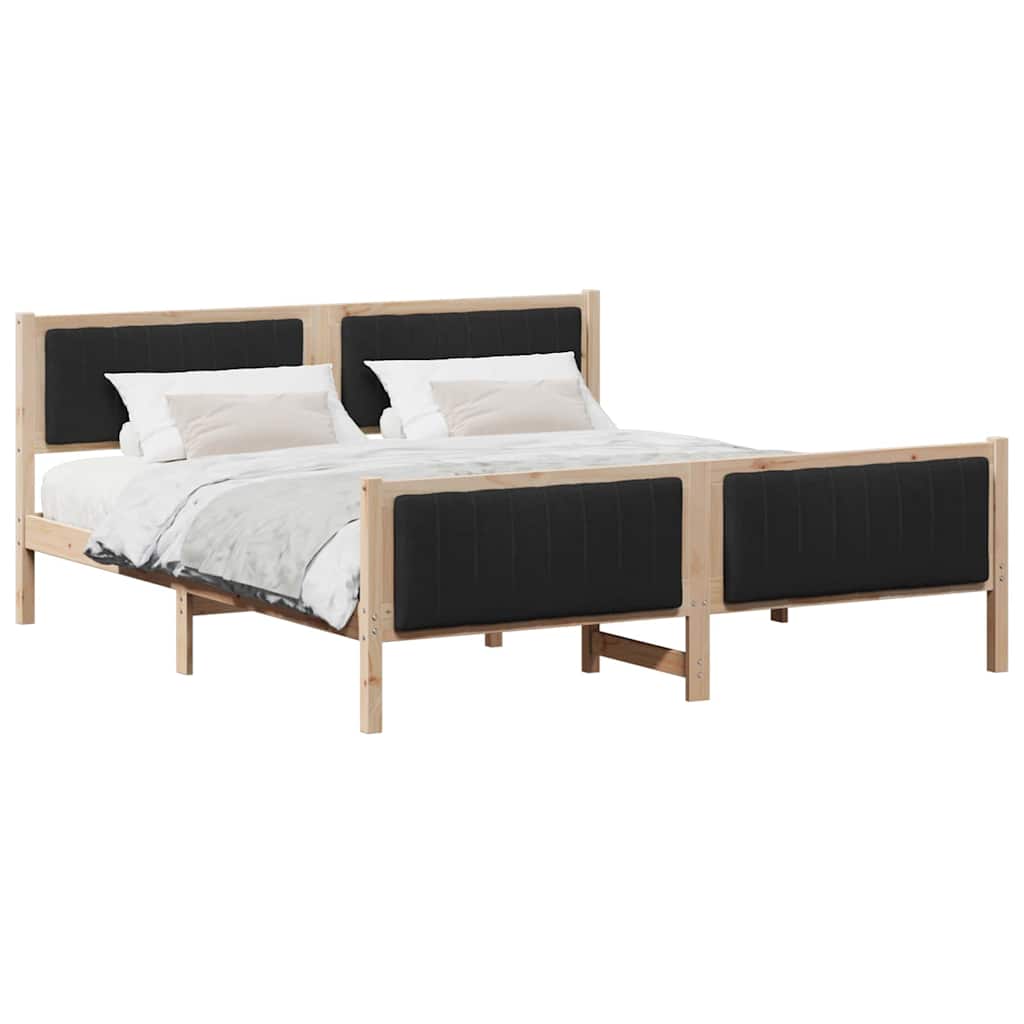 Bettgestell Braun und hellgrau 200 x 200 cm Massivholz Kiefer