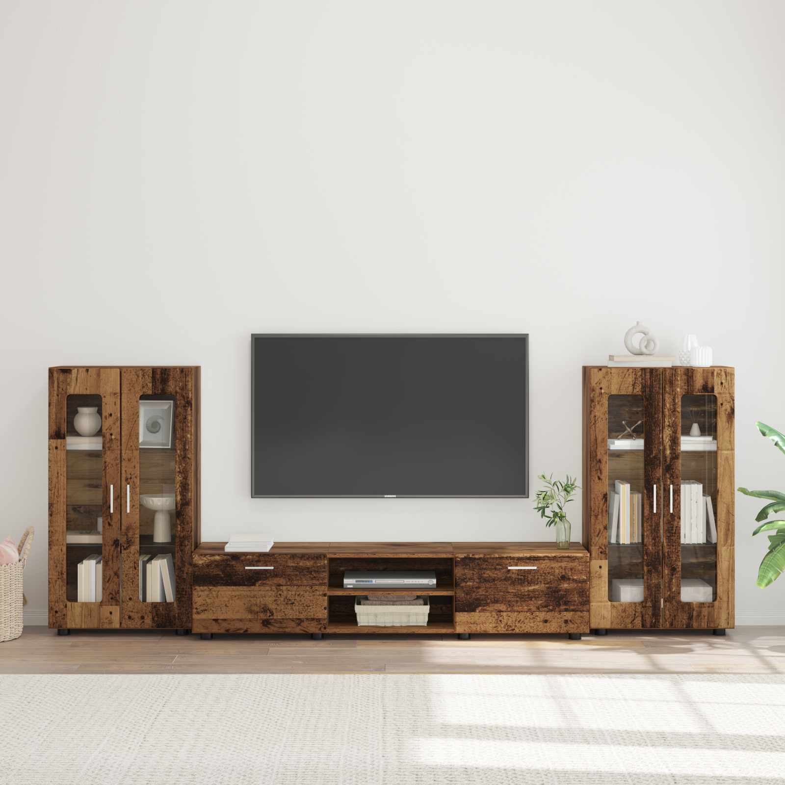 Highboard mit Regal FLORIN Weiß 60 x 35 x 182 cm Holzwerkstoff