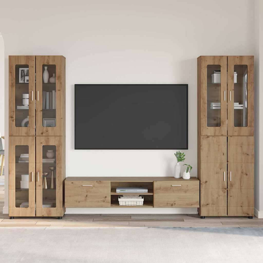 Highboard mit Regal FLORIN Weiß 60 x 35 x 182 cm Holzwerkstoff