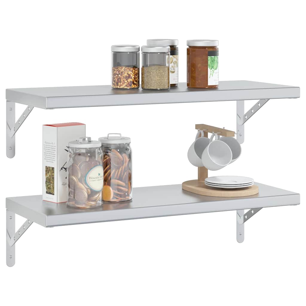 Wandregale 2 Stk. 100x40 cm Silbern Edelstahl