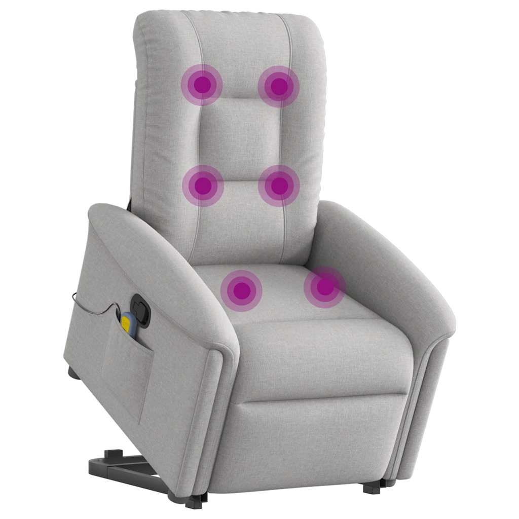 Massagesessel mit Aufstehhilfe Hellgrau Stoff