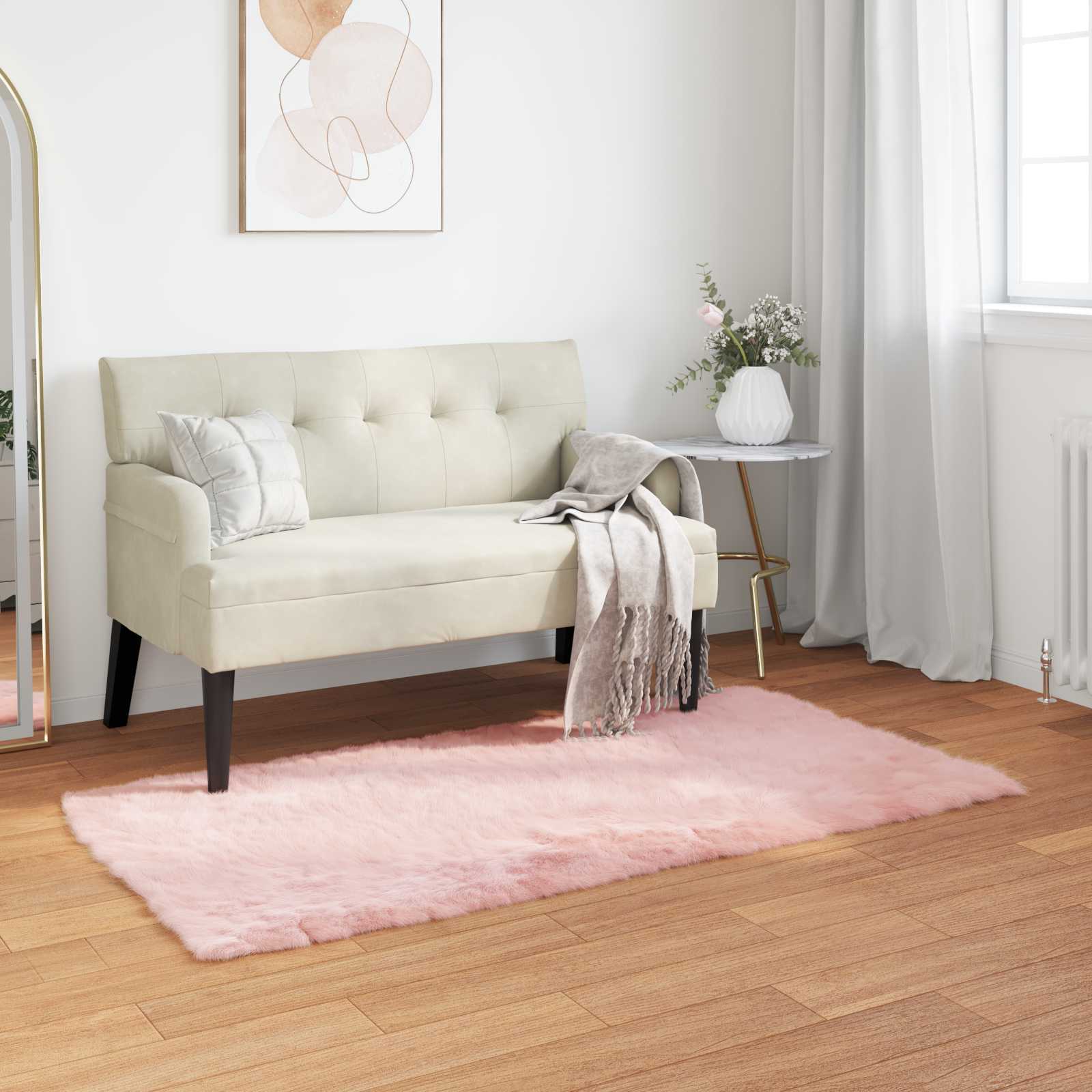 Teppich aus Kunstschaffell TAFALLA Weiß 60 x 110 cm Polyester