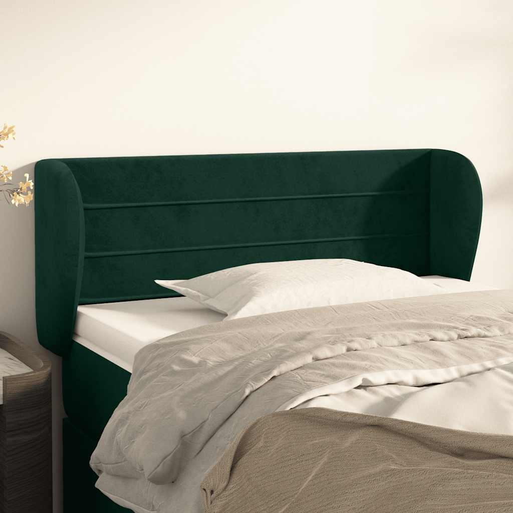 Kopfteil mit Ohren Dunkelblau 203x23x118/128 cm Samt