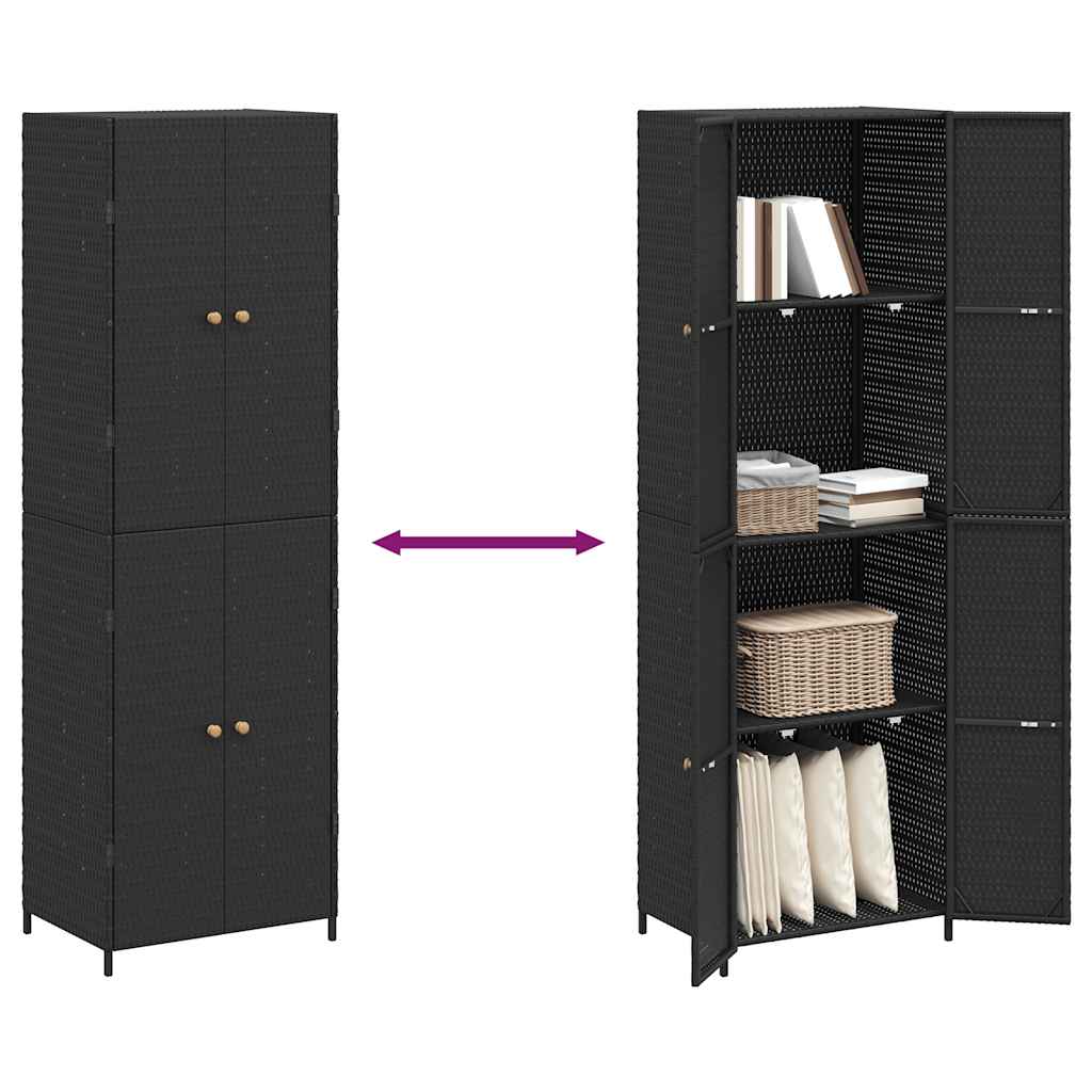 Gartenschrank Schwarz 59x40x180 cm Poly Rattan