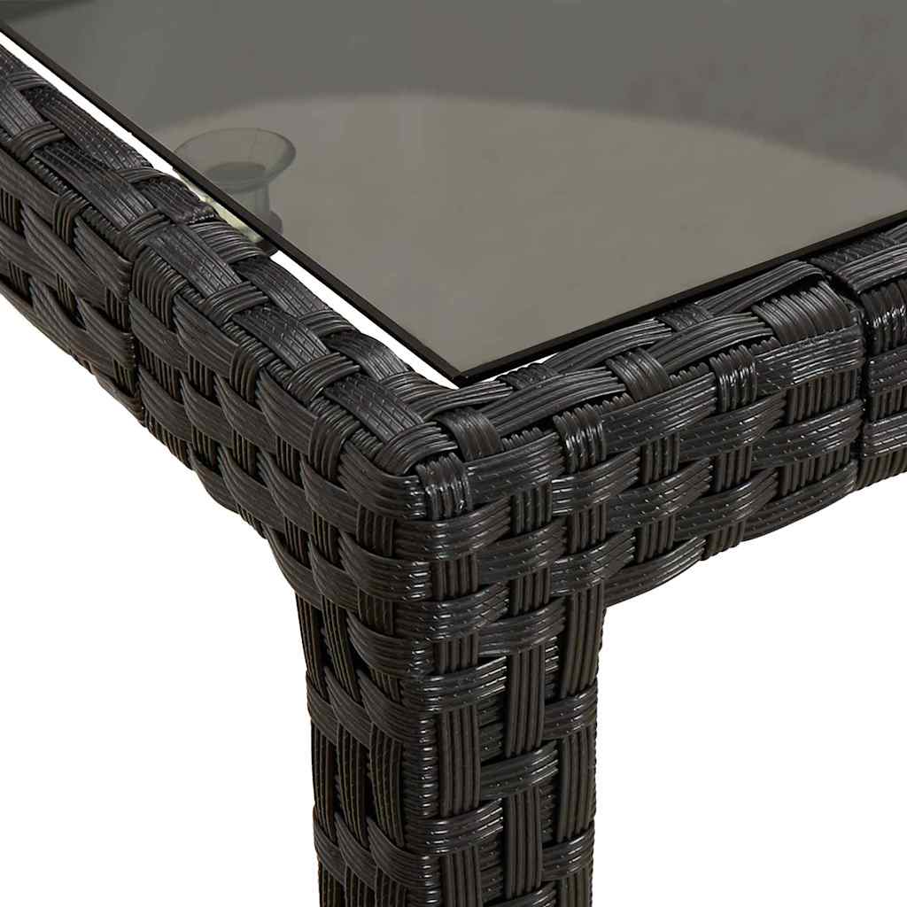 Gartentisch 150x90x75 cm Hartglas und Poly Rattan Grau