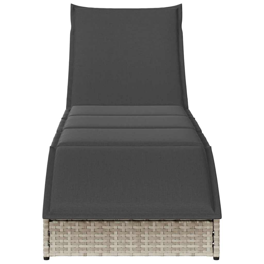 Klappliege mit Auflage und Stauraum Schwarz Poly-Rattan