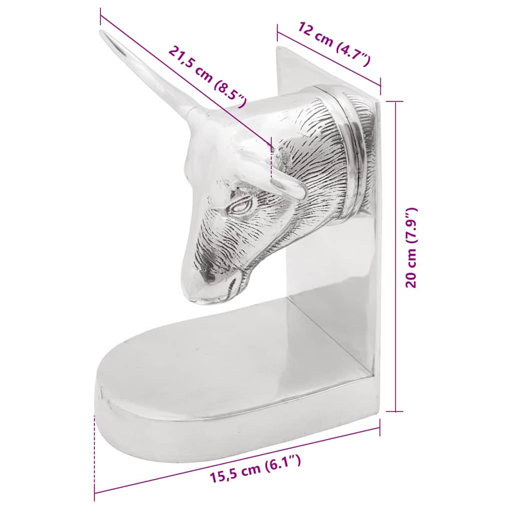 Buchstützen 2 pcs Silber 12 x 9 x 19 cm Aluminium
