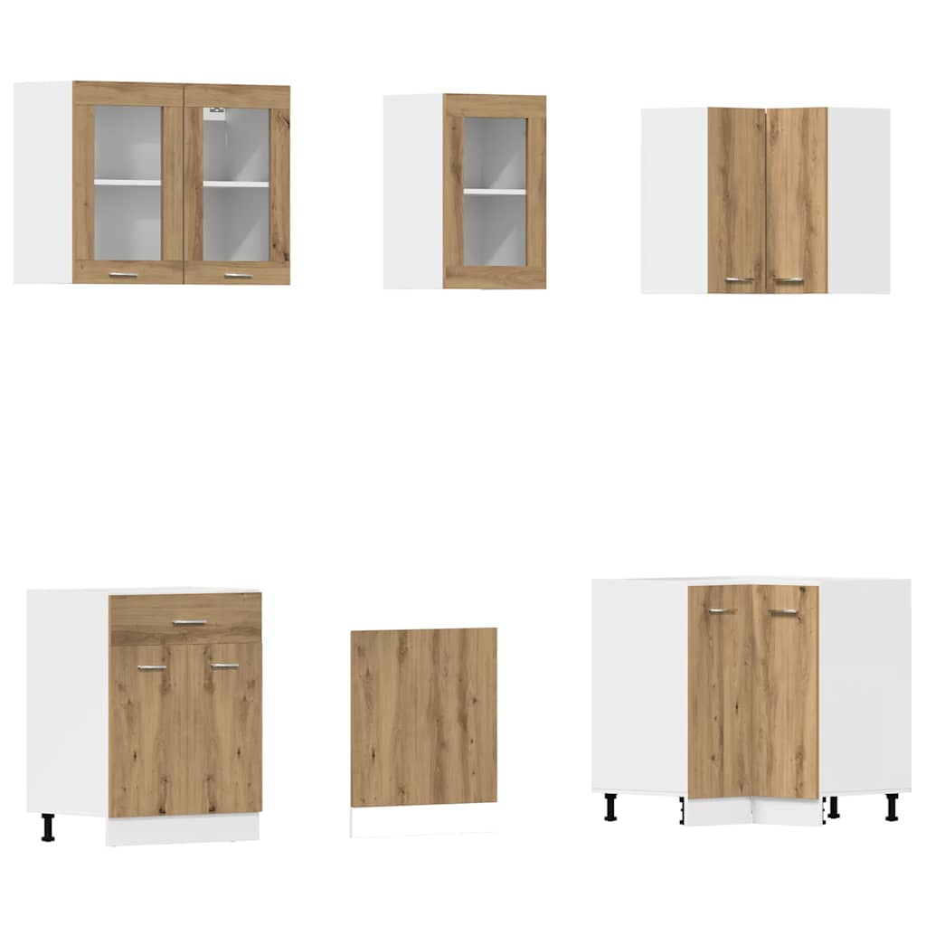 11-tlg. Küchenzeile Lyon Weiß Holzwerkstoff