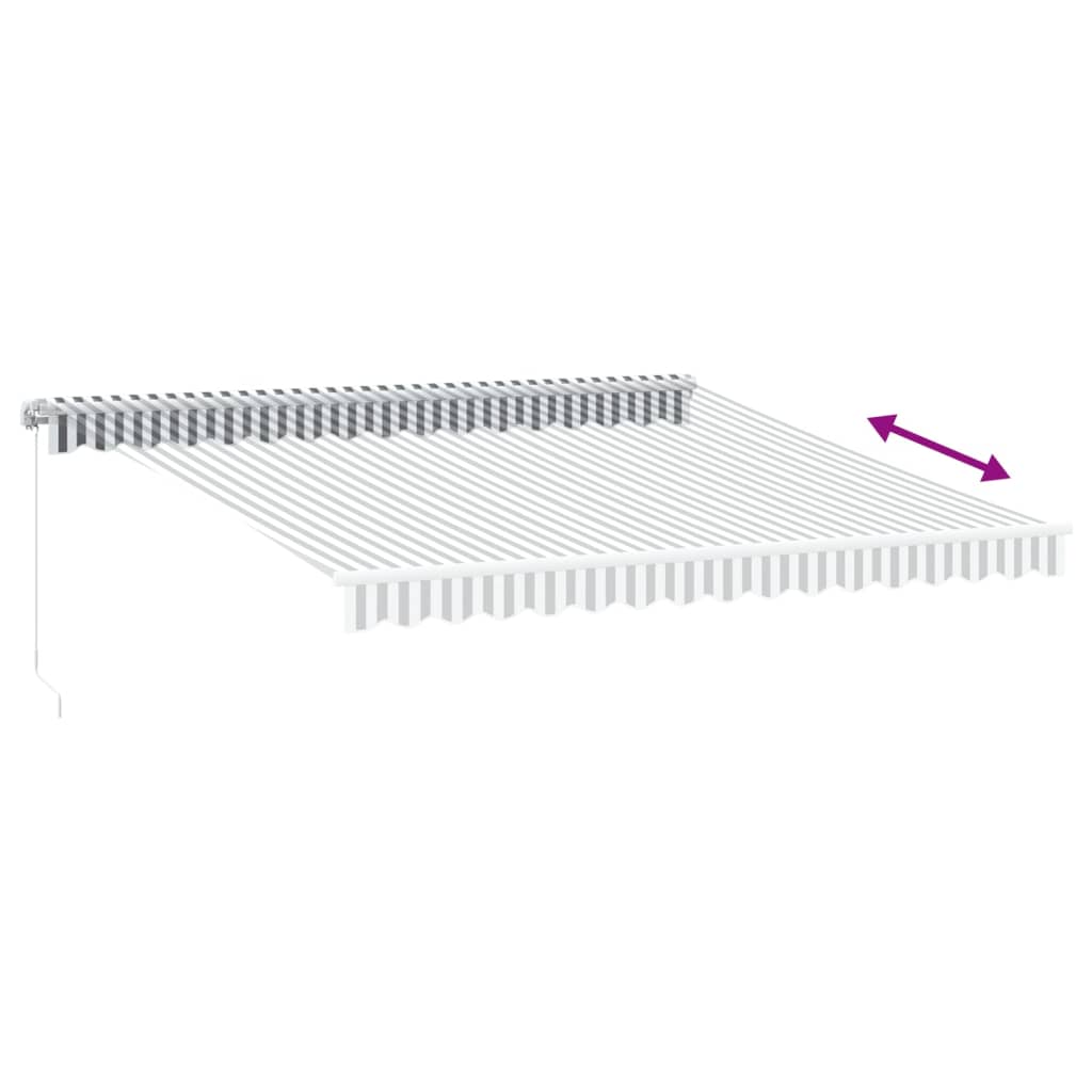Markise Manuell Einziehbar mit LED 300x250 cm Blau und Weiß