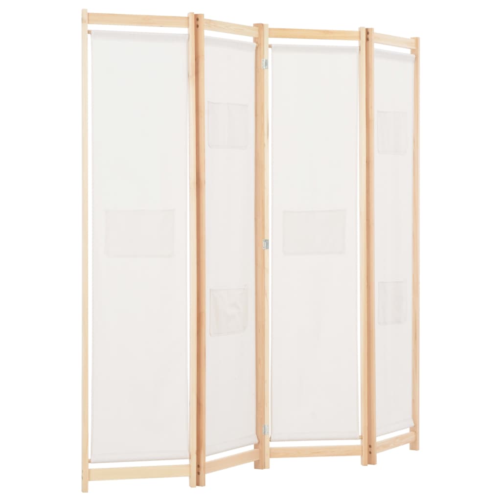 5-teiliger Raumteiler Creme 200 x 170 x 4 cm Stoff