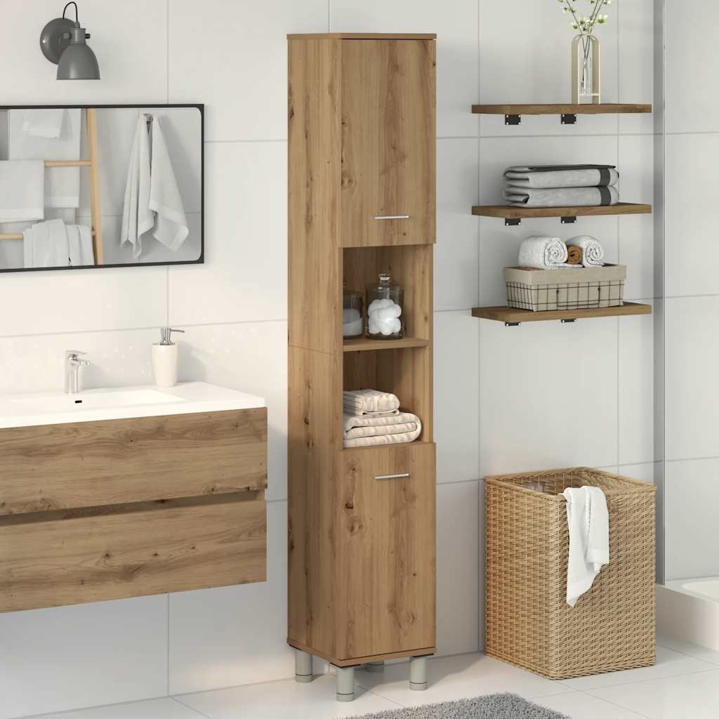 Badezimmerschrank Weiß 30x30x179 cm Holzwerkstoff