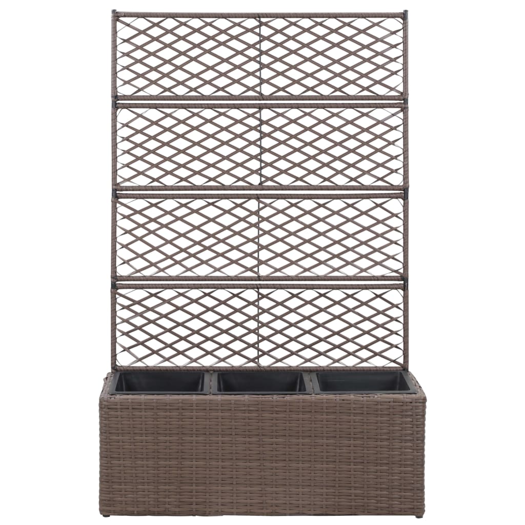 Hochbeet mit Rankgitter 1 Topf 30x30x107cm Poly Rattan Schwarz
