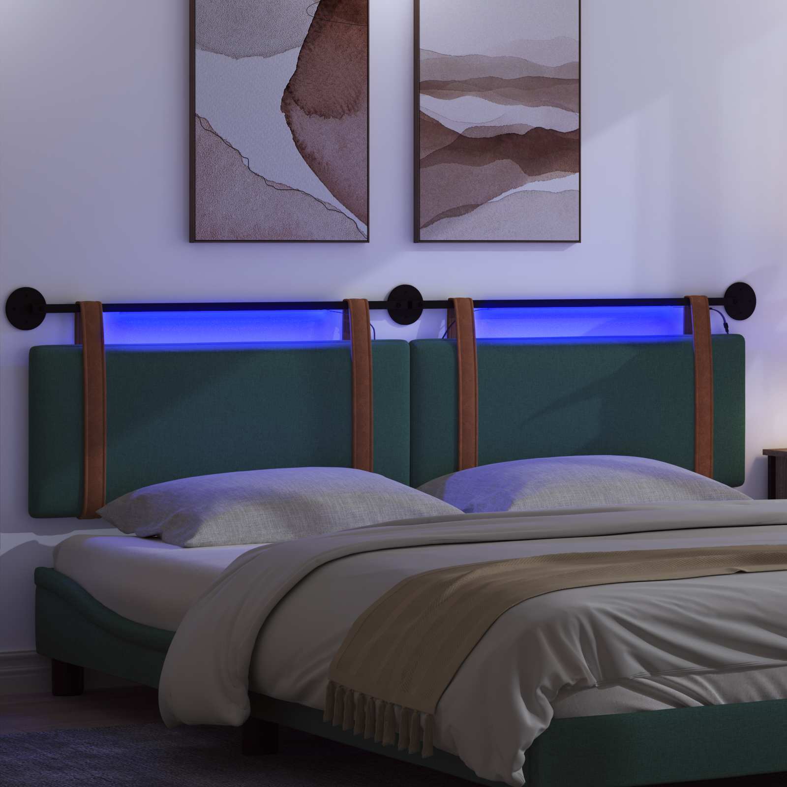 Hängendes Kopfteil Mit LED Licht Wolkengrau Antikes PU