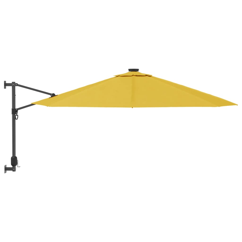 Wand-Sonnenschirm mit LEDs Apfelgrün 290 cm