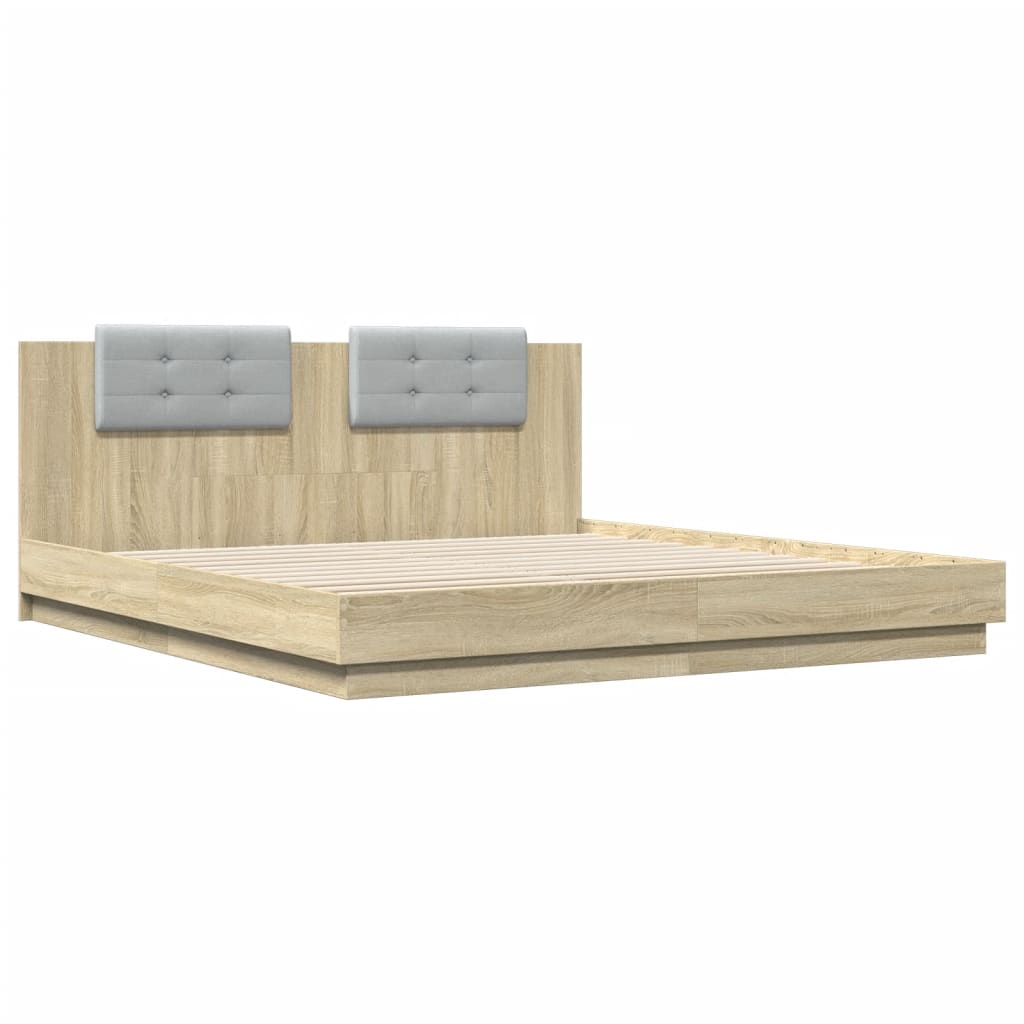 Bettgestell mit Kopfteil Grau Sonoma 180x200 cm Holzwerkstoff