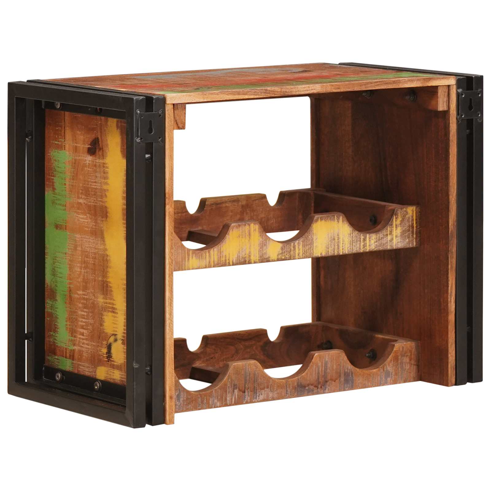 Weinregal Braun 60 x 45 x 33 cm Massives grobes Mangoholz