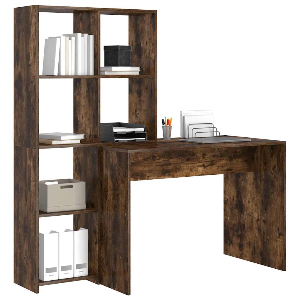 Schreibtisch mit Regal Weiß 138,5 x 55 x 143 cm Holzwerkstoff