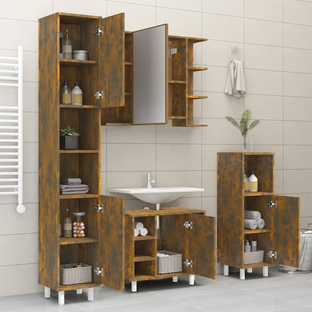 Badezimmerschrank Weiß 30x30x179 cm Holzwerkstoff