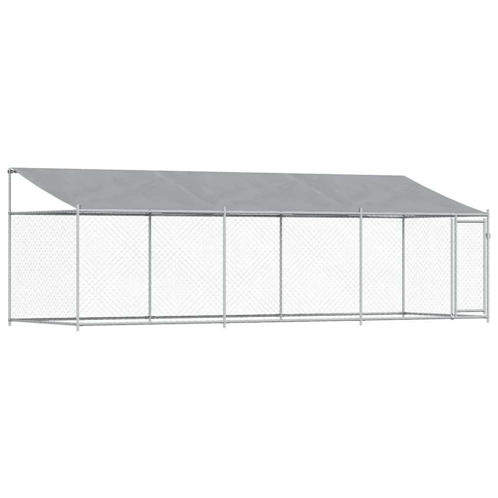 Hundezwinger mit Dach und Tür Grau 2x2x2 m Verzinkter Stahl
