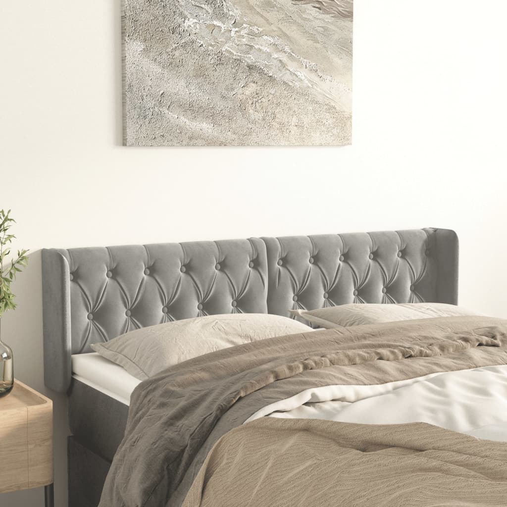 Kopfteil mit Ohren Dunkelblau 93x16x78/88 cm Samt