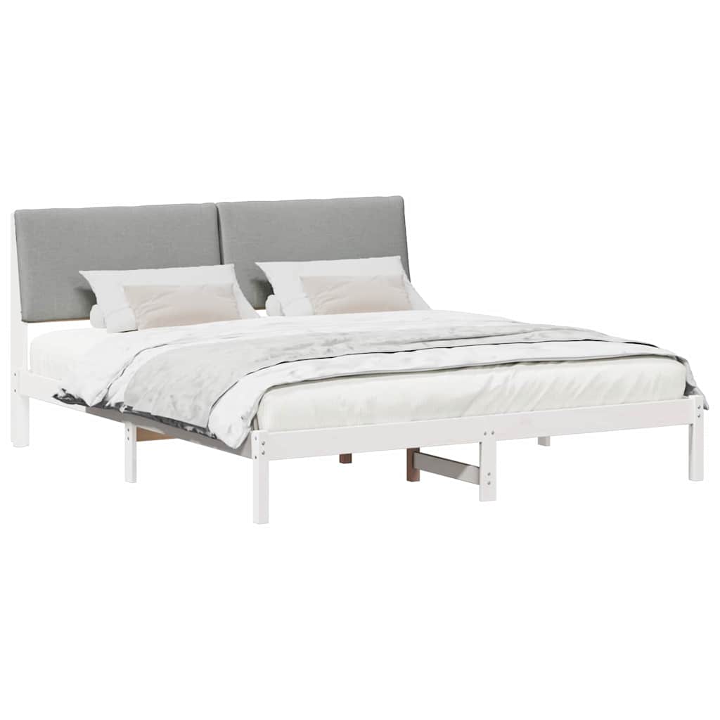 Bettgestell Braun und hellgrau 200 x 200 cm Massivholz Kiefer