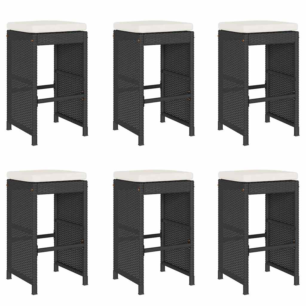 Garten-Barhocker mit Kissen 2 Stk. Braun Poly Rattan