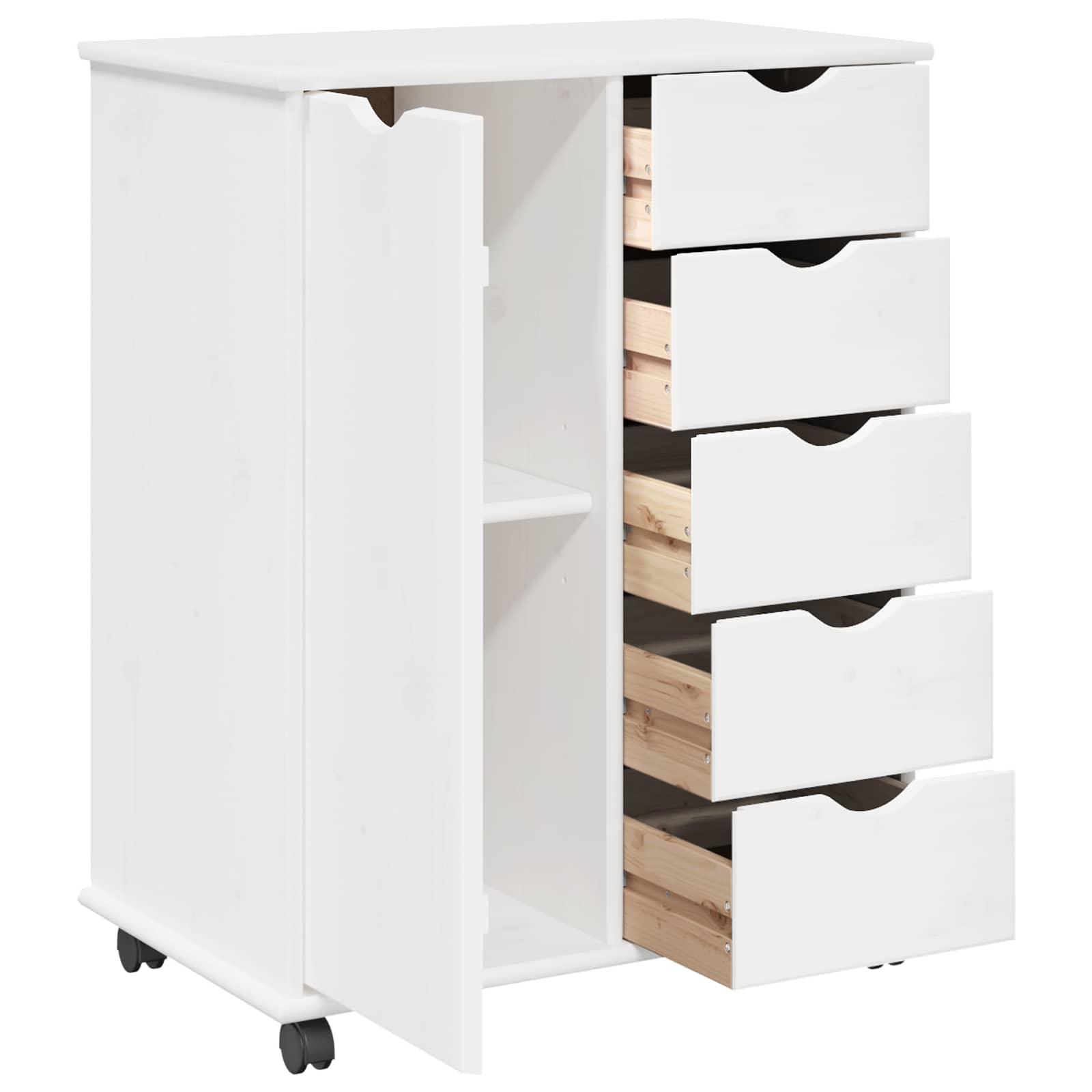 Rollschrank Honigbraun 63,5 x 39 x 79 cm Massivholz Kiefer